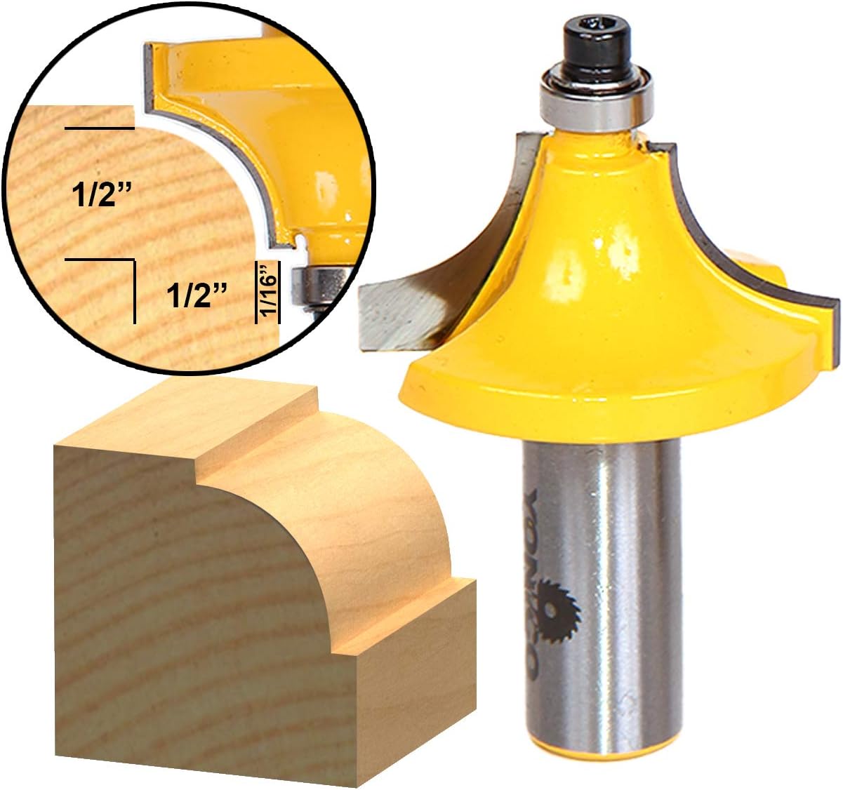 Yonico 13176 - Round Over Bead Edge Forming Router Bit, Radius: 1/2" - 1/2" Shank, 1/2 Inch - Image 3