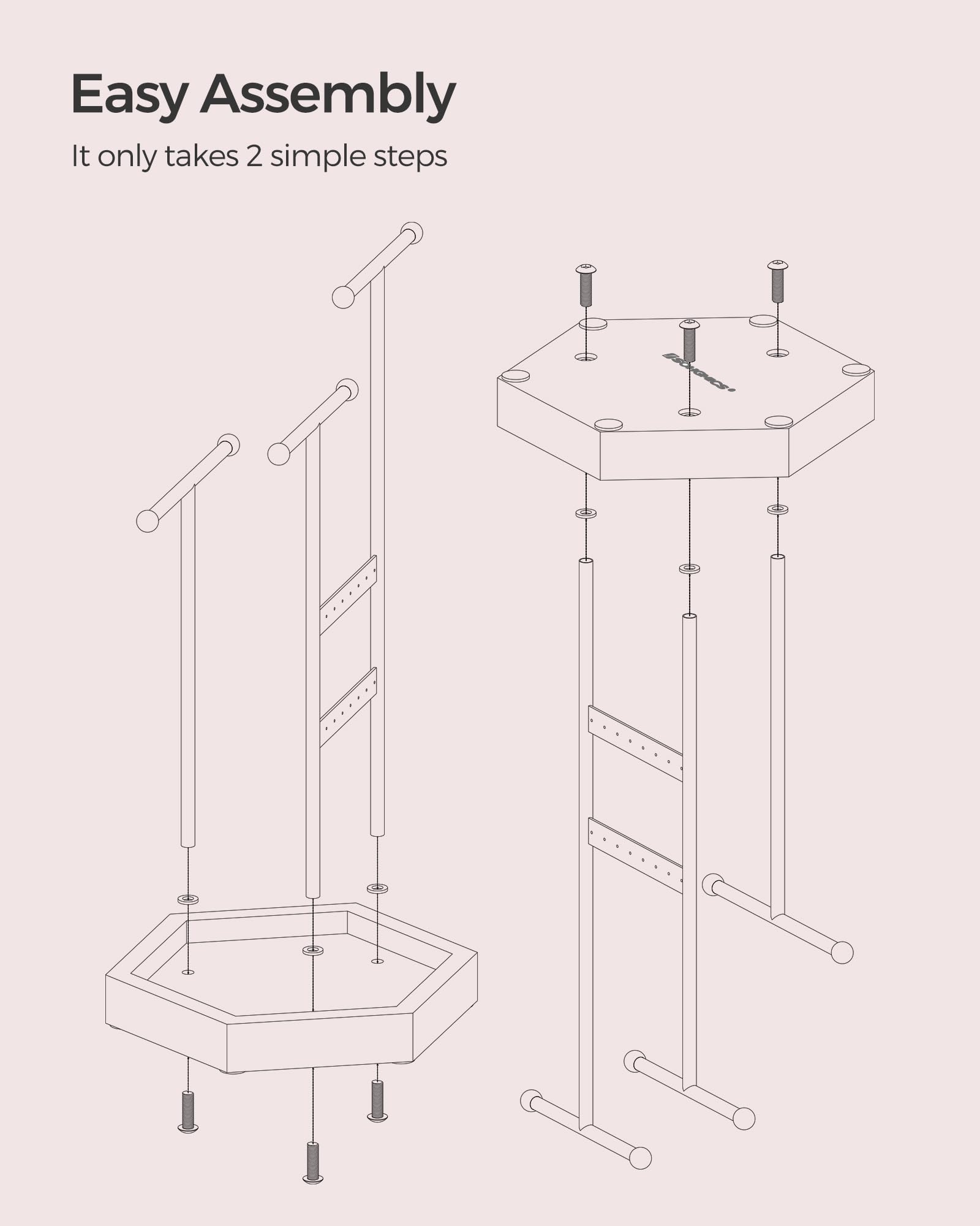 SONGMICS Jewelry Holder, Jewelry Organizer, 3 Tiers and 1 Tray, Jewelry Display Stand with Metal Frame, Necklace Earring Bracelet Holder, for Rings, Pale Gold and White UJJS003A01