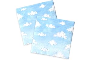 CMUSKO 40Pcs Cloud Napkins-Cartoon Story Party Supplies Blue Sky White Clouds Disposable Paper Napkins Cloud Themed Birthday Baby Shower Decorations