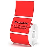 YIKIADA Red Thermal Labels 1.57 × 1.18 Inch Vinyl Waterproof Stickers Self-Adhesive Address Decals Compatible with M110/M220 300 PCS