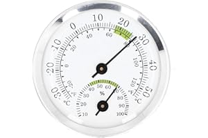 Mini Dial Thermometer Hygrometer, Mini Round Analog Dial Thermometer, Dial Thermometer Wall for Humidors Greenhouse Garden, R