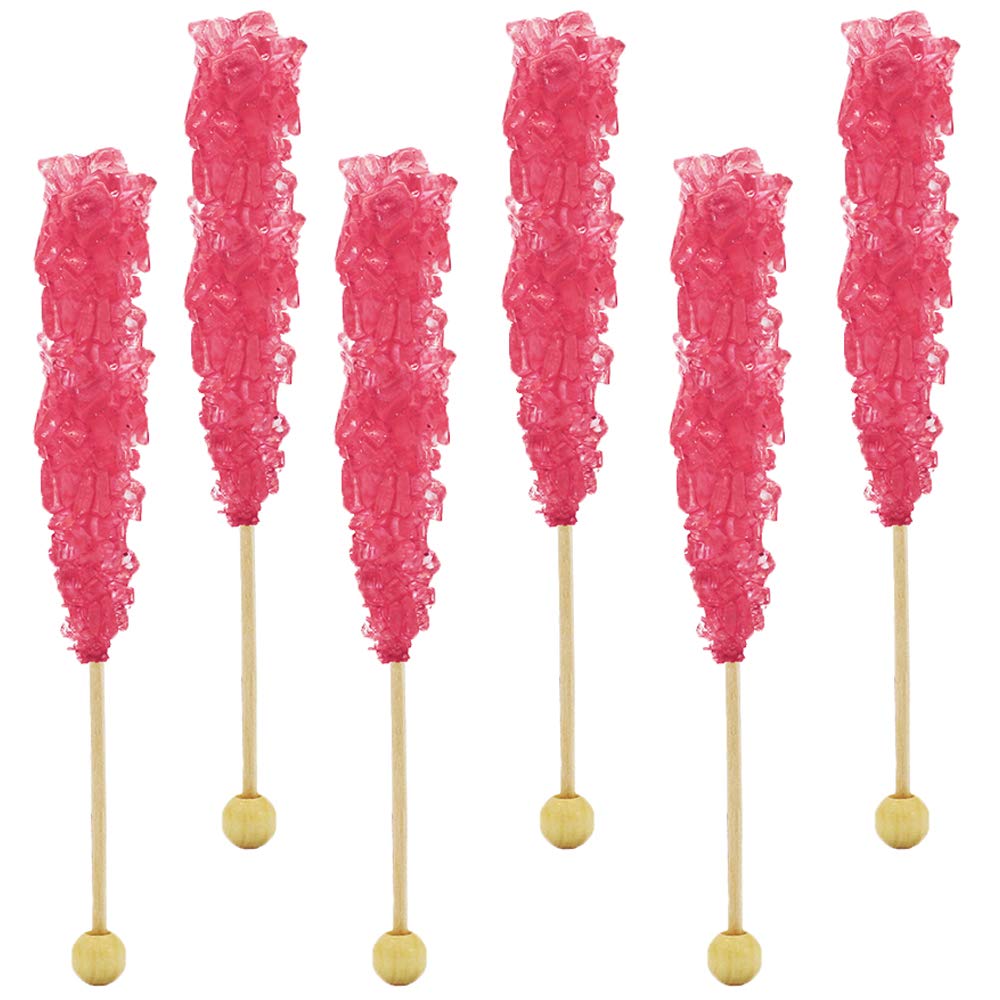 FruidlesRock Candy Lollipop Suckers, Color and Flavor Assortment, Individually Wrapped, 6.5" (Cherry, 6-Pack)