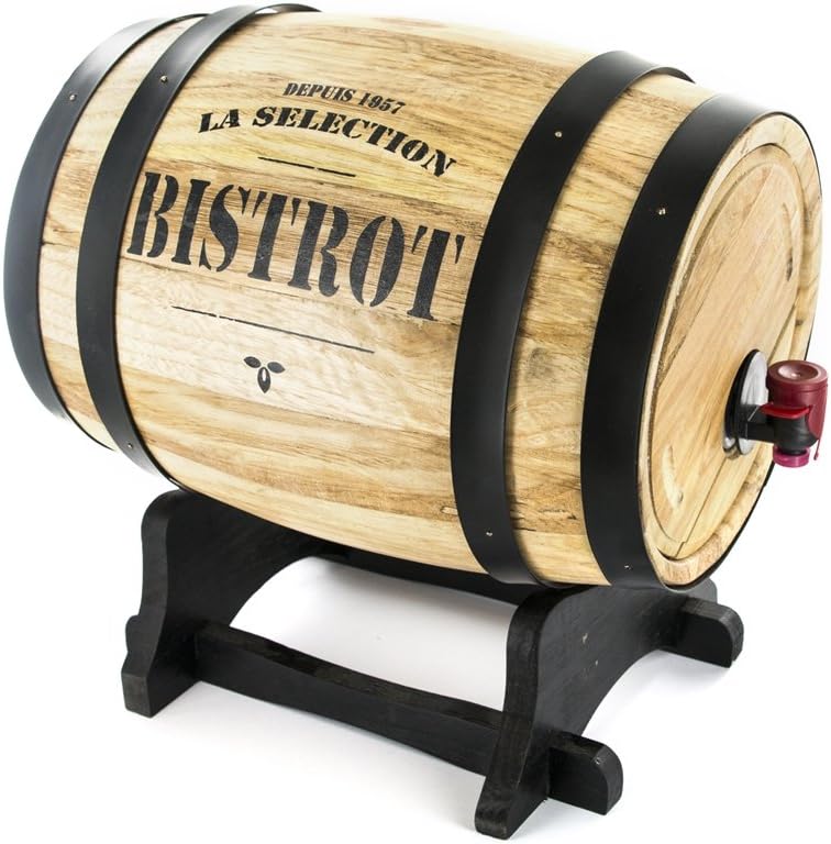 TOTALLY ADDICT DISPENSADOR VINO 3 L BARRIL, Wood, Bordeaux/Grey/Black, One Size