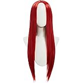 Mobbunny Long Straight Red Wig Women Queen Cosplay Wig Adult Halloween Costume Wig with Gloves for Party