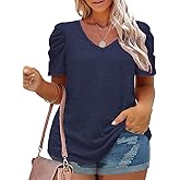 Sheslily Plus-Size Tops for Women Short Sleeve T Shirts V Neck Tunic Tees XL-5XL