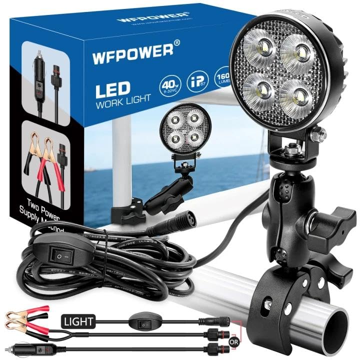 360° Rotation LED Spotlight with Clamp and Switch, Portable 3 Inch Light