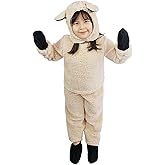 GUEMONG Kids 5Pcs Halloween Christmas Fuzzy Wooly Sheep Costume Long Sleeve Sweatshirt + Pants + Hat + Gloves + Socks Outfits
