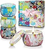 Yinuo Mirror Scented Candles Gift Set 4 x 5.6 oz Soy Wax Tin Candles