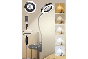 ReinHoo 10X Magnifying Glass with Light,5 Colors+10 Brightness Reading Lamp,58 LED Magnifier with Light,750 Lumen Lighted Magnifying Glass for Reading,Clip on Lamp for Desk/Bed/Work/Nail [Adapter]