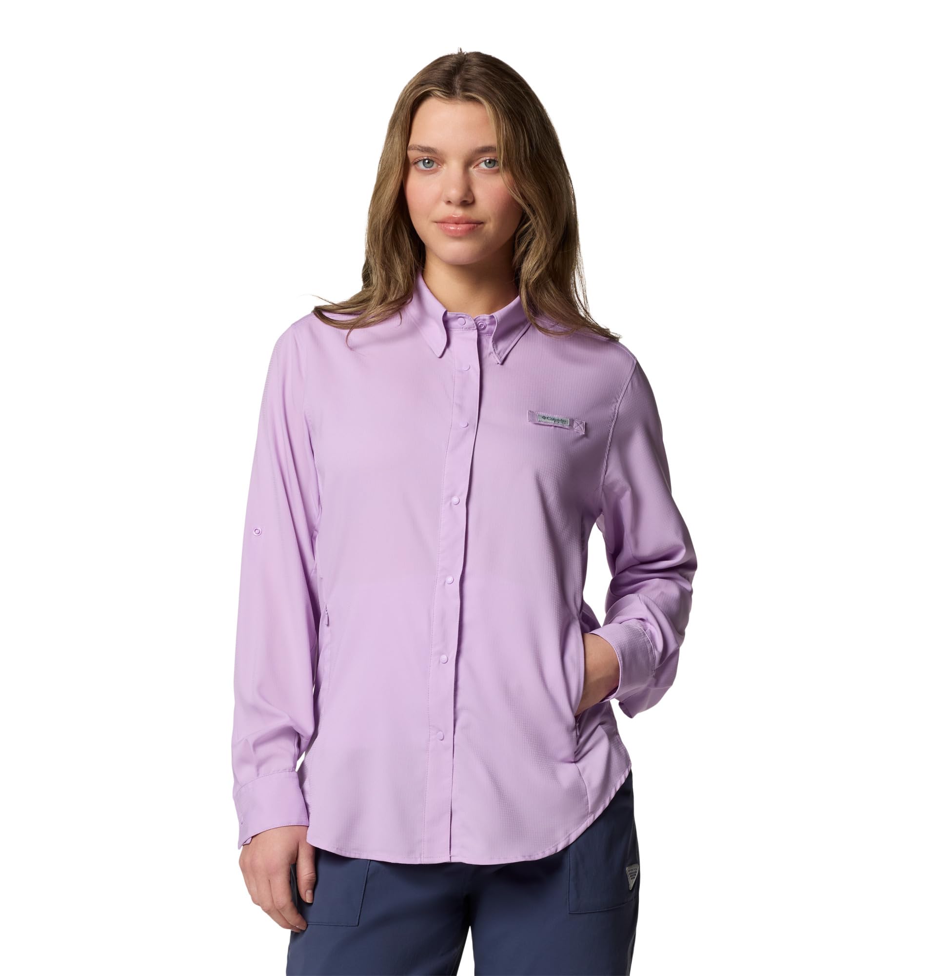 Columbia Womens PFG Tamiami II Long Sleeve Fishing Shirt, Hydrangea, X-Large Image