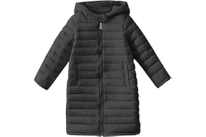 LAVIQK Boys Girls Long Lightweight Hooded Puffer Jacket Packable Autumn and Winter Long Down Coats
