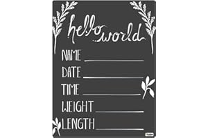 Cohas Hello World Newborn Baby Announcement Sign with Chalkboard Style Surface, 9 by 12 Inches, No Marker