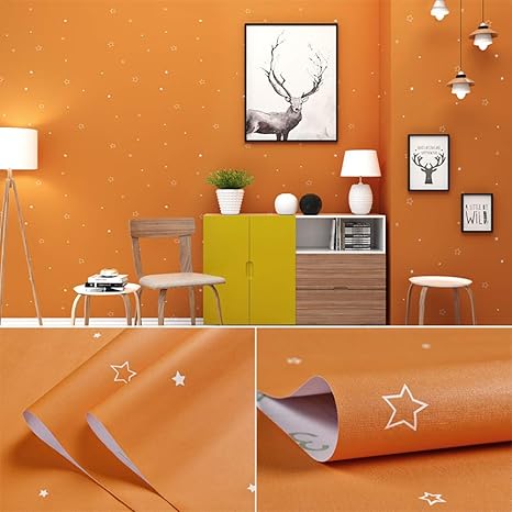 Amazon Co Jp 3dスターピールとスティック 壁紙 取り外し可能な壁カバー 自己 男の子と女の子の部屋寝室キッズルームのための接着剤のコンタクトペーパー オレンジ 0 6 10m ホーム キッチン