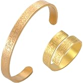 VASSAGO Adjustable Islamic Ayatul Kursi Ring/Bracelet for Women Men | Muslim Allah Quran Rings Arabic Calligraphy Openable band Islam Eid Islamic Jewelry Gifts