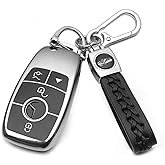 Creativity Suitable for Mercedes Benz keys Case. The advanced soft TPU key box is compatible with CLS CLA GLA AMG A C E S G GLC GLE GLS M smart remote key (Silver combination (model B))