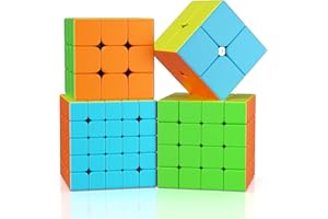 Vdealen Speed Cube Set, 2x2 3x3 4x4 5x5 Stickerless Speed Cube Bundle- Bright Magic Cube Pack, Cube Puzzle with Gift Packing 