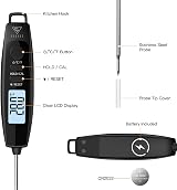 DOQAUS Digital Meat Thermometer Probe 304 Stainless, Backlit, 0.1C, -50C to 300C view 7
