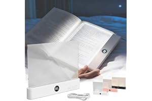 2026 New Book Light, Rechargeable Clear LED Flat Book Lights for Reading in Bed at Night with 3 Colors & Timer, Ultra-Thin Fu
