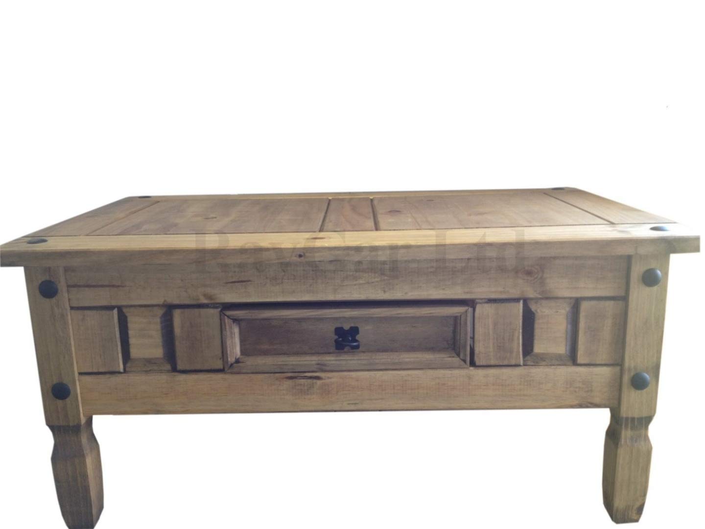 Corona Coffee Table Wooden 1 Drawer Solid Distressed Waxed Finish