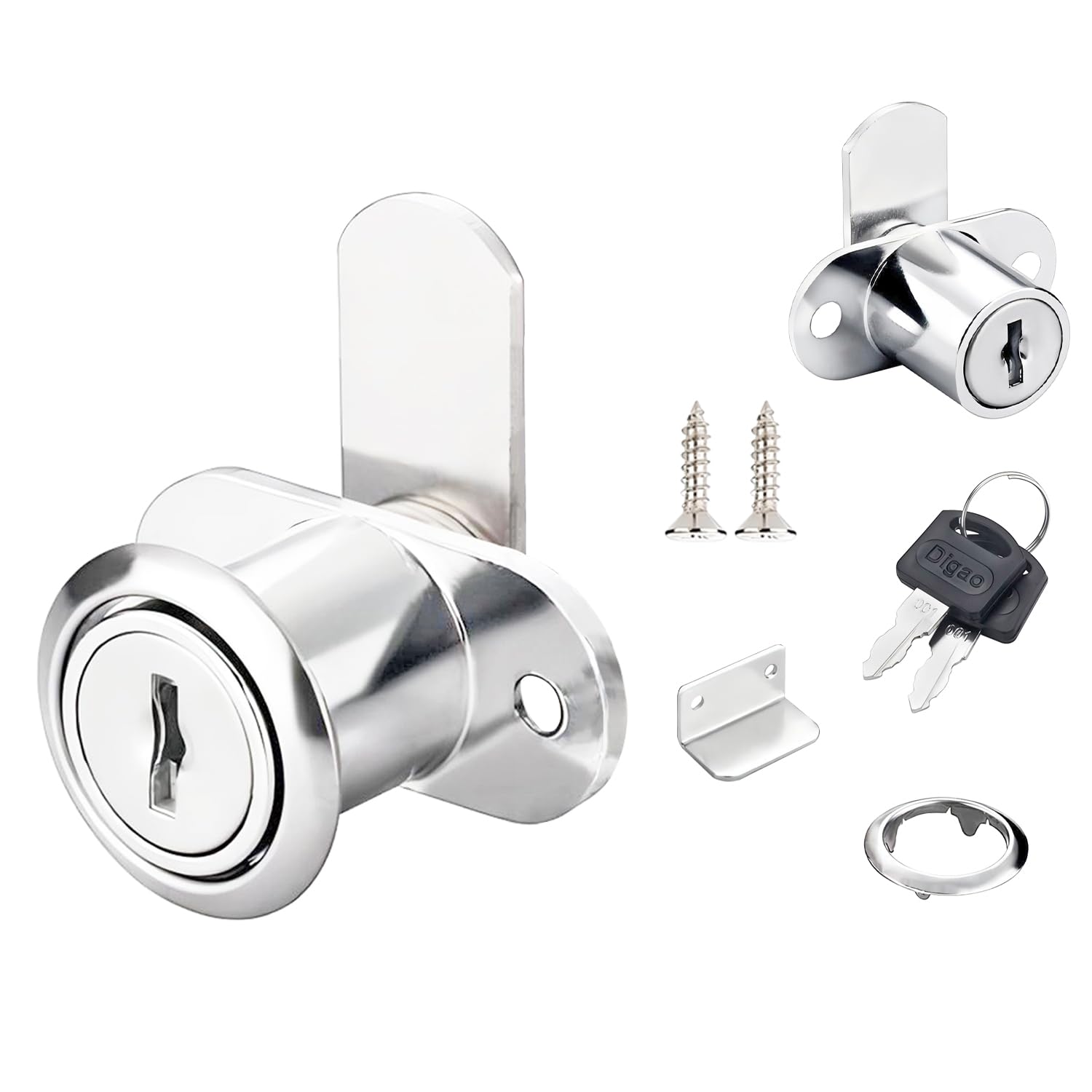 Qrity 1 Piece Cabinet Locks Letterbox Lock, with Different Keys, Single Door Security Furniture Locks for Shoe Cupboards, Cylinder Diameter:19MM
