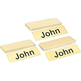 PATIKIL 3"x1" Stainless Steel Laser Engraved Mount Metal Name Plate, 18 Pack Self Adhesive Sign Personalized Custom Blank Plate for DIY Laser Printing, Round/Square/Notched Corner Gold