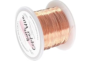 Hobbyworker 26 Gauge Bare Copper Wire 423FT/0.4mm Beading Craft Wire for Jewelry Making