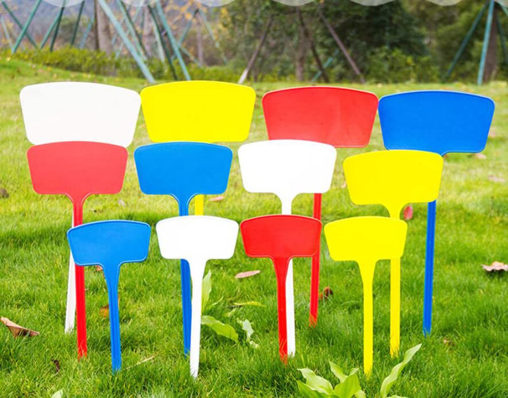Ayiwue Extra Large Reusable Outdoor Plant Label, Tall Waterproof Plastic Plant T-Type Tags, Durable Nursery Garden Markers, Perfect for Herbs, Flowers, Vegetable (12)