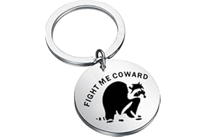BLEOUK Raccoon Keychain Raccoon Gift For Raccoon Lover Fight Me Coward Raccoon Themed Jewelry