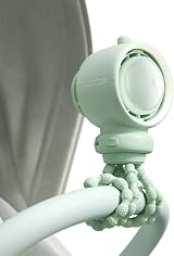 JISULIFE Stroller Fan Bladeless Safe Turbine Air Turbo Night Light Green