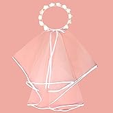 BAHABY Bachelorette Party Decorations White Flower Crown with Veil Wedding Veil Bridal Shower Gift Veils for Brides Engagement Party Decorations
