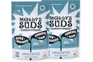 Molly's Suds Original Laundry Detergent Powder | Clean Laundry Detergent Powder for Sensitive Skin | Simple, Effective Ingredients, Stain Fighting | 240 Loads (Unscented)