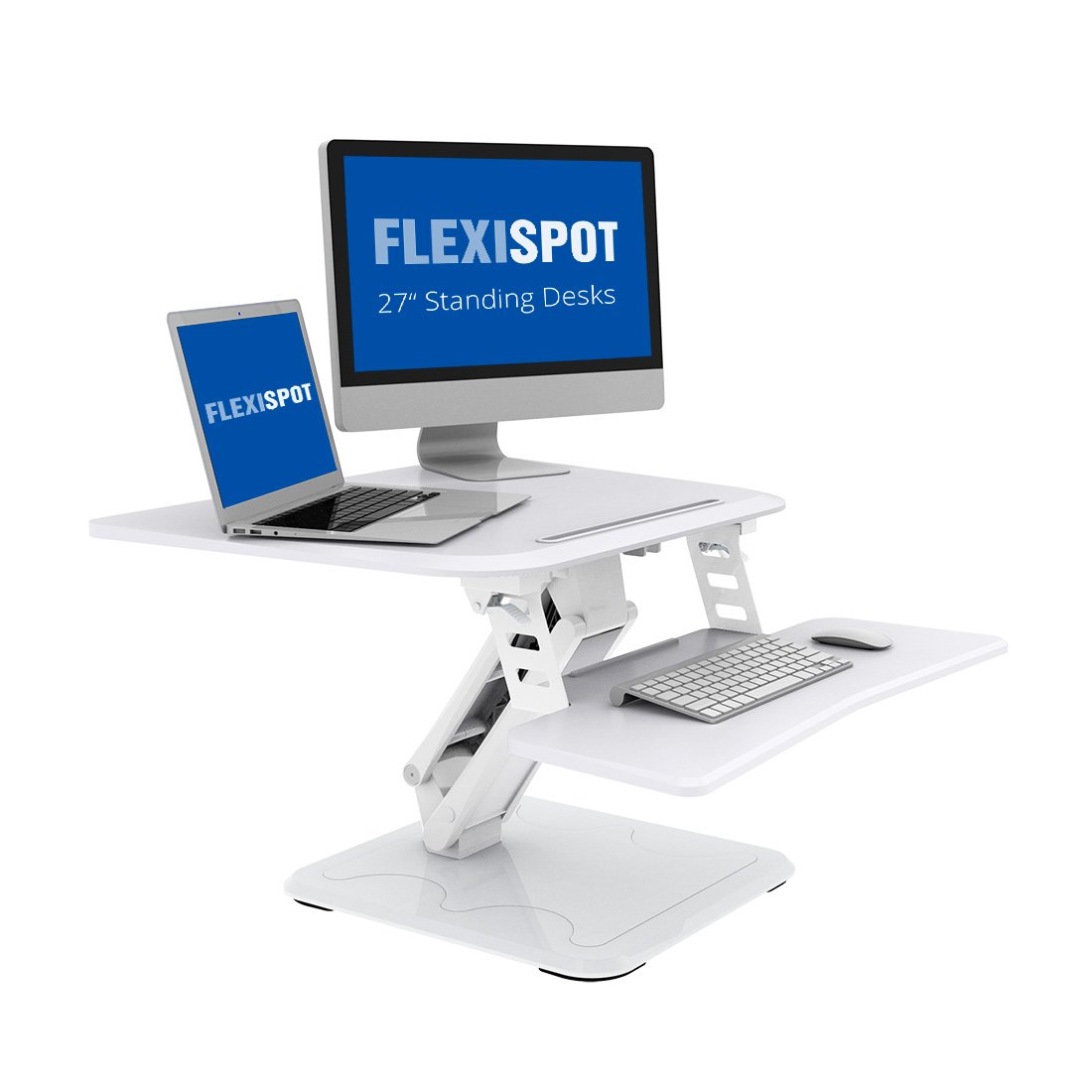 FLEXISPOT Standing Converter Desk, Wood, Size:27 |Color:White, 32, F3W