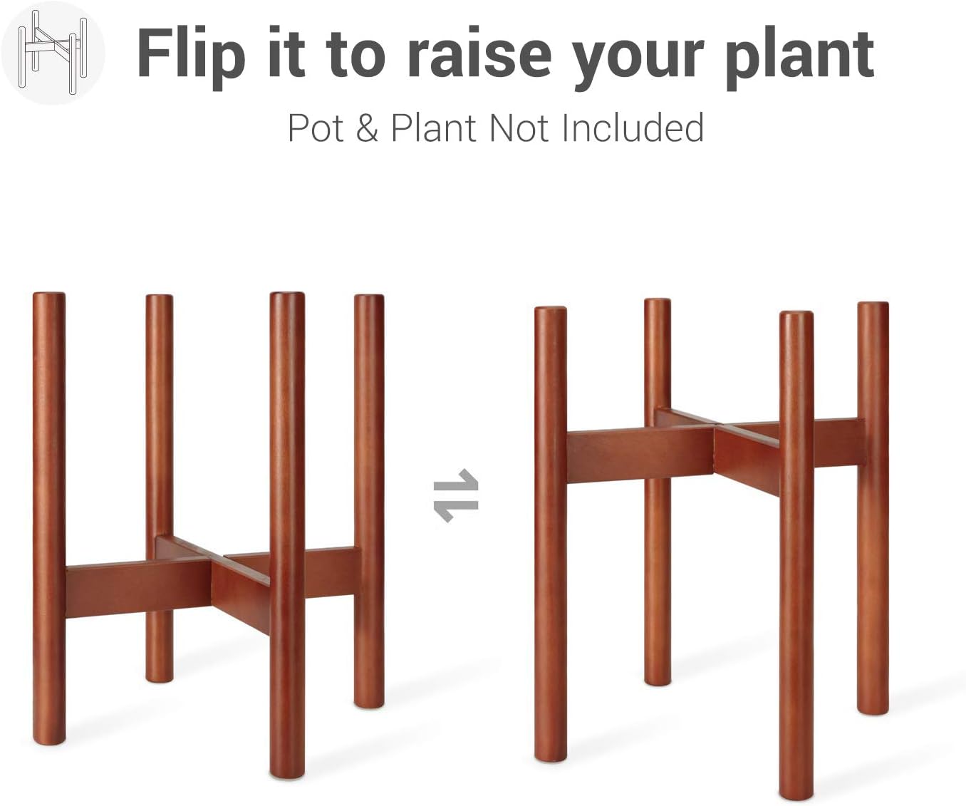 Mkono Plant Stand Mid Century Wood Flower Pot Holder (Plant Pot NOT Included) Potted Stand Indoor Display Rack Rustic Decor, Up to 10 Inch Planter, Brown : Garden & Outdoor