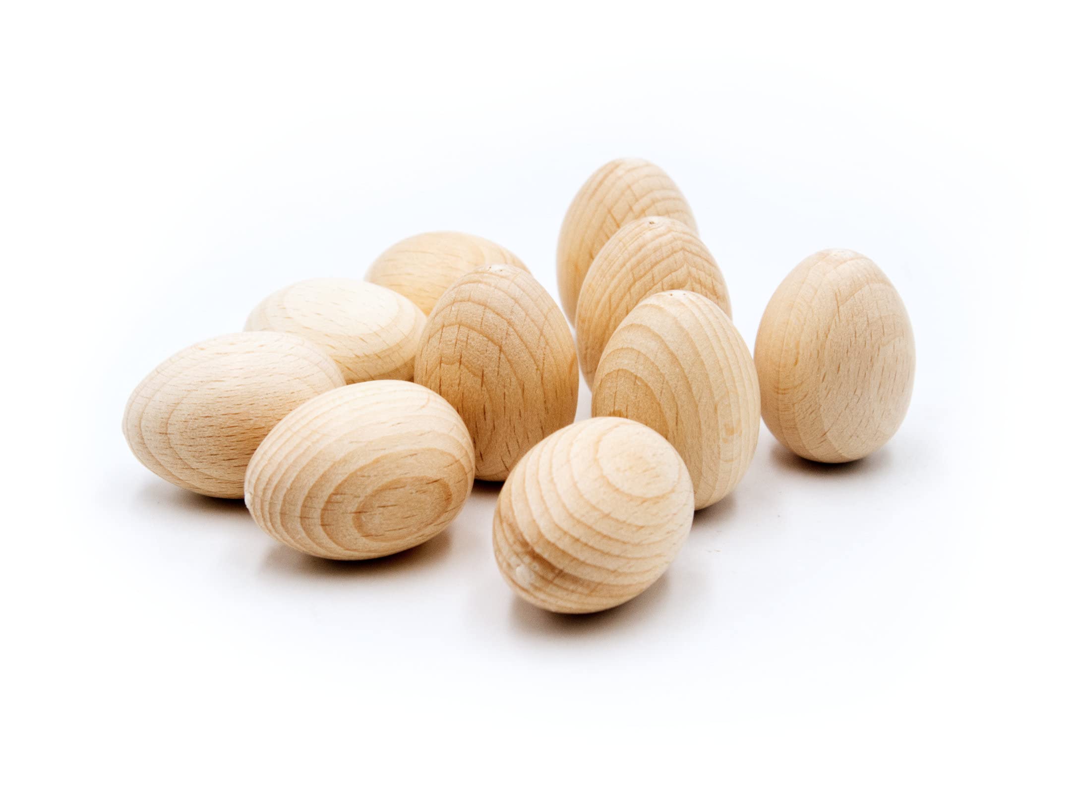Set of 10 Wooden Eggs 4 x 3 cm Easter Eggs for Crafts Solid Wood Easter Eggs Made of Beech for Painting