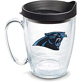 Tervis Made in USA Double Walled NFL Carolina Panthers Insulated Tumbler Cup Keeps Drinks Cold & Hot, 16oz Mug, Primary Logo