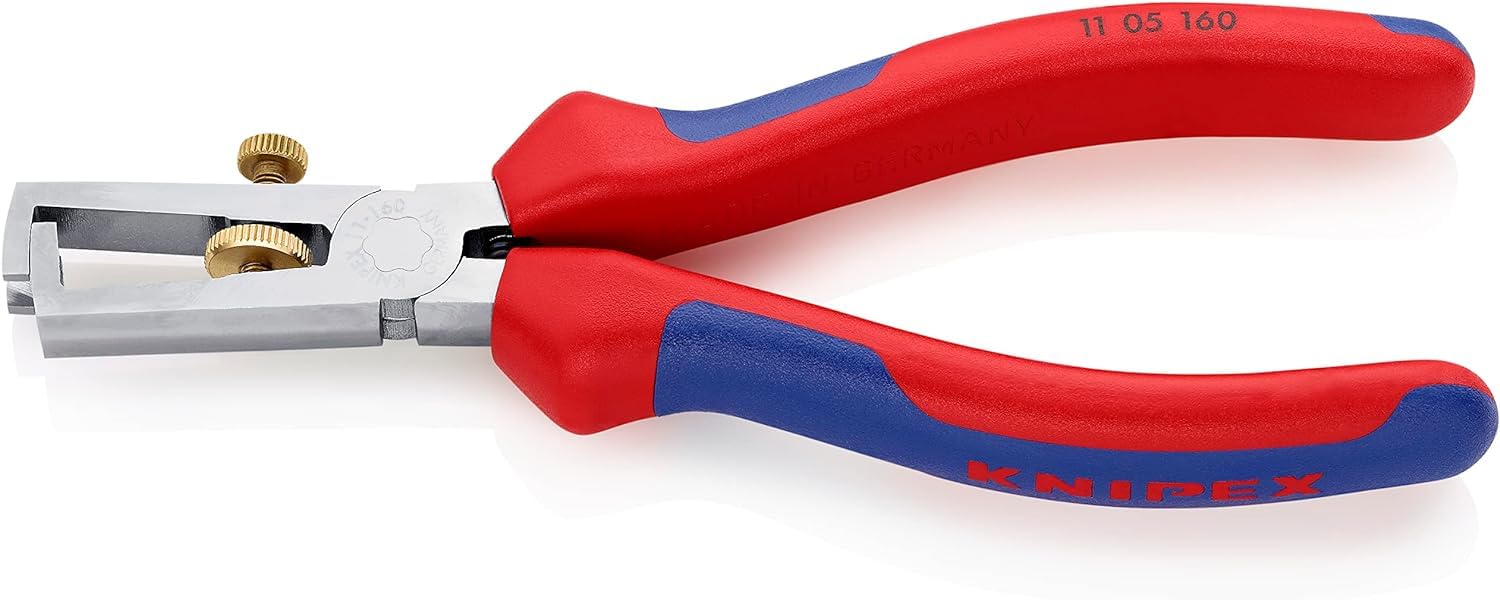 KNIPEX Insulation Stripper with Opening Spring, Universal Chrome-Plated with Multi-Component Handles 160 mm, 11 05 160