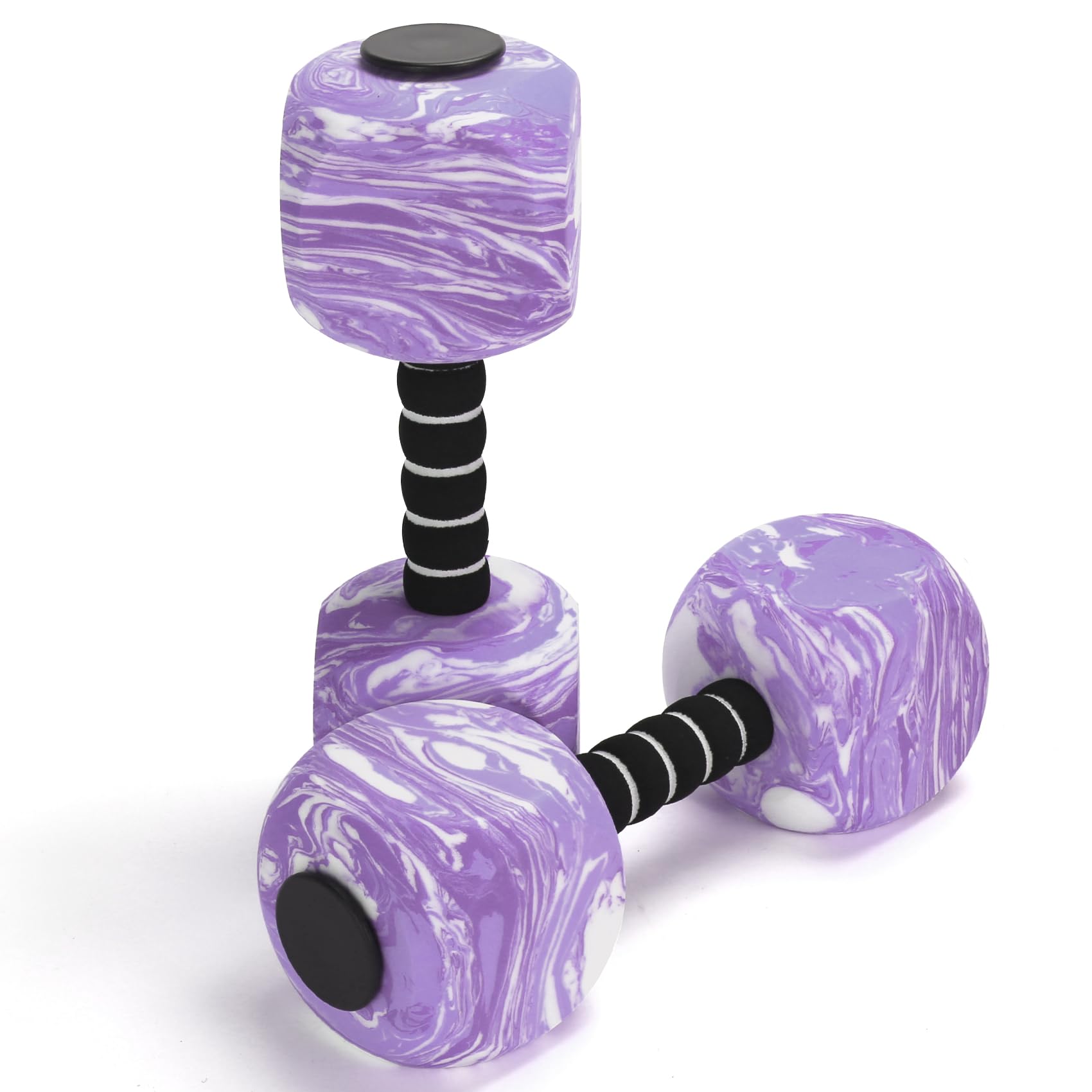 Photo 1 of 2Pack Water Dumbbells, Aquatic Exercise Dumbbells, EVA Foam Barbells for Men Women Youth Water Workouts (Purple+White)