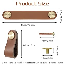 JIEYAO Leather Dresser Knobs, 2Pcs Cabinet Handle