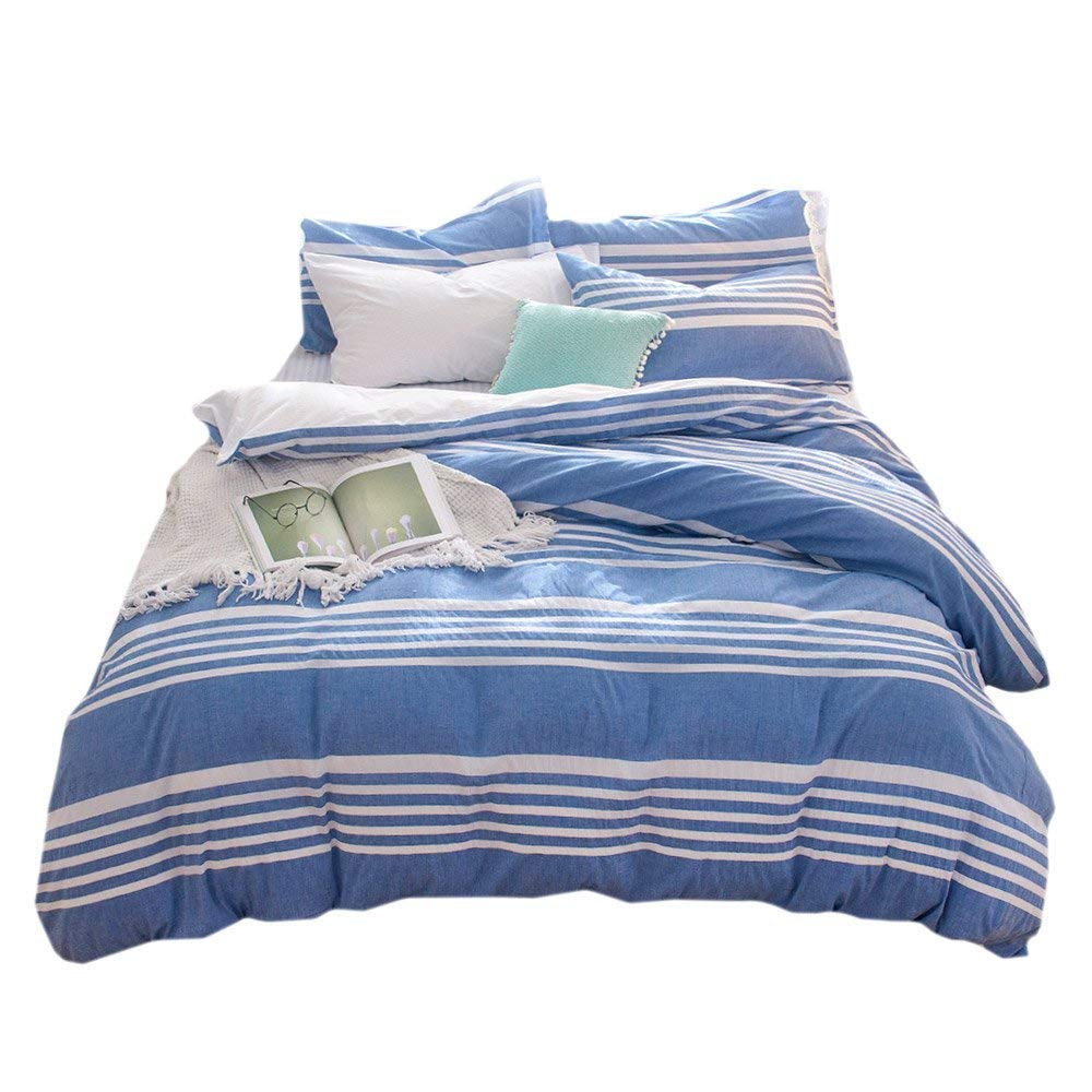 Merryfeel Seersucker Stripe 100 cotton yarn dyed Duvet Cover Set Full/Queen eBay