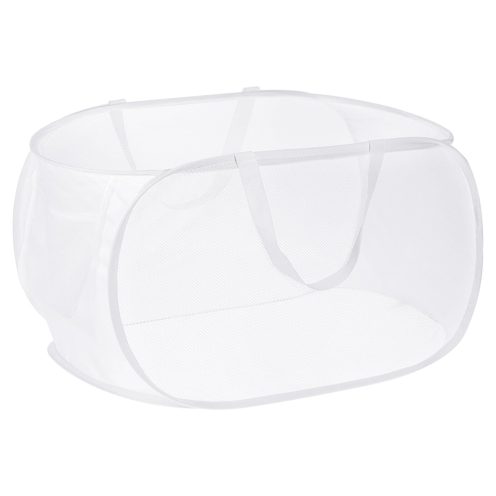 PATIKIL Mesh Laundry Hamper, Collapsible Laundry Baskets Dirty Clothes Laundry Bag with Handles for Laundry Room, Travel, White