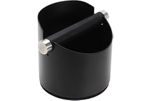 DIBTSA Espresso Knock Box, Stainless Steel Coffee Grounds Knock Box, With Removable Knock Bar and Non-Slip Rubber Base (Black)