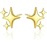 StyleJella Shining Star Gold Silver Plated Gold Star Trendy Stud Earrings for Women - Hypoallergenic Small Post Pierced Studs Earrings Stylish Jewelry Gifts, Unique Design, Perfect Choice Jewelry Gift