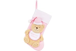 Etistta Baby's 1st Christmas Stocking, Baby Girls & Baby Boys, 18 inch 3D Bear Baby's First Christmas Stockings for Newborn Christmas Decor