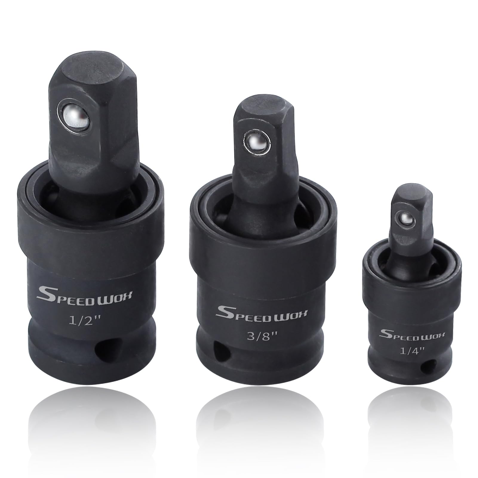 SPEEDWOX 3Pcs Universal Joint-Socket Set 1/4 3/8 1/2 Swivel Impact Socket Set