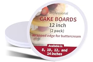 PFAMKEER 2 Pcs Cake Boards 12 Inch Round,White Sturdy 1/2 Inch Cake Drum,12 Inch Cake Boards,Disposable Cake Plates,Corrugated Cake Base Cake Drums for Father's Day