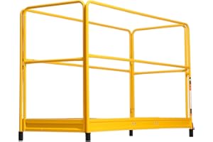 VEVOR 6 Foot Scaffolding Safety Guardrail, Rustproof Solid Carbon Steel Scaffold Guard Rail of 55.4 lbs Load Capacity, Baker Style Metal Guardrails Accessory System for Scaffolding Platform, Yellow