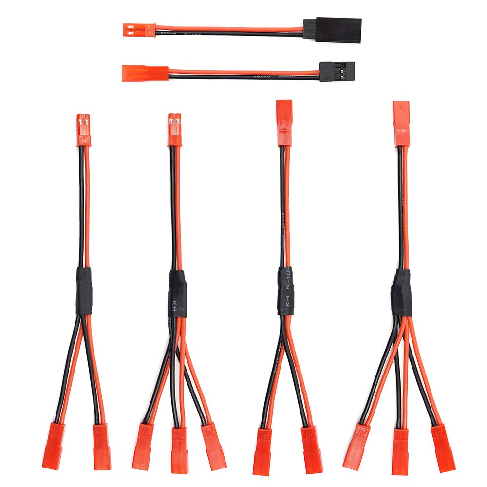 6PCS JST Plug Splitter JST Male Female Y Cable JST Y Parallel Adapter Harness JST to JR Adapter for Traxxas TRX-4 RC Car Crawler Truck Cooling Fan ESC Battery Motor