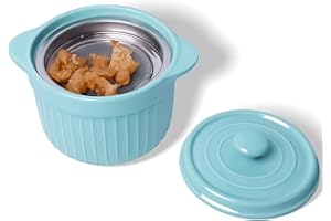 GDCZ Ceramic Bacon Grease Container with Strainer, 20 oz Cooking Oil Storage Can Grease Keeper for Kitchen, Bacon Grease Keeper with Easy-Grip Handle (Turquoise)