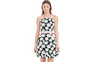 ALIPOBO Lovely Apron for Women, Lady’ s Cotton Apron with Adjustable Neck Strap, 2 Pockets and 41.5” Long Ties, Cute Apron for Kitchen Cooking, Home Baking - 30” x 27” - 1 Pcs