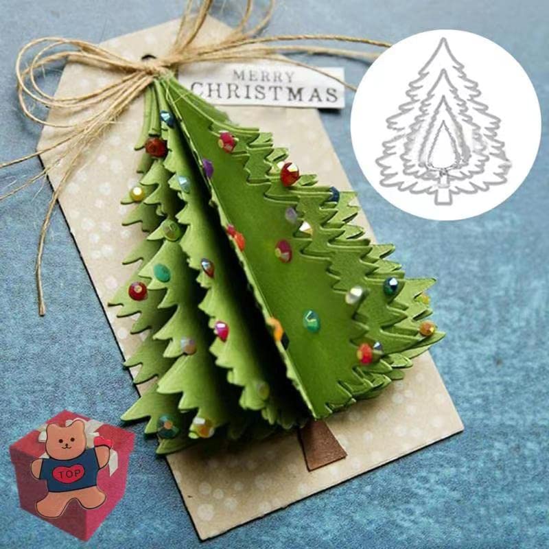 Cutting Dies for Card Making，Cutting Dies Cut Stencils for DIY Scrapbooking Photo Album Decorative Embossing Paper Dies for Card Making Templated+Cute Brooch Pin (Christmas Tree) — image 1